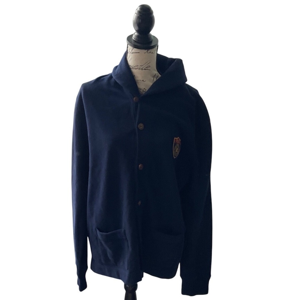Polo Ralph Lauren Navy Shawl Collar Cardigan Sweater XL/TG‎ Embroidered Crest